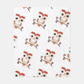 かわいい甘いフクロウ フリースブランケット (正面)