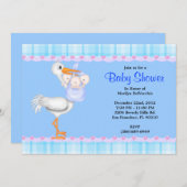 かわいい甘いプラッシュブルーバニーうさぎのベビーシャワー 招待状 (正面/裏面)