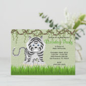 かわいい甘いベビートラつる植物ジャングル誕生日 招待状 (スタンド正面)