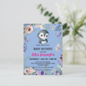 かわいい甘いペンギン素朴の花の赤ちゃんシャワーキッズ ポストカード (スタンド正面)