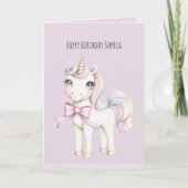 かわいい甘いユニコーンの誕生日 カード (正面)