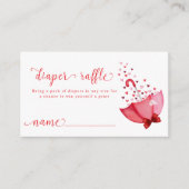 かわいい甘い傘おむつラッフルベビーシャワー エンクロージャーカード (正面)