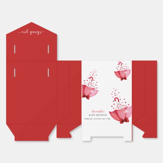 かわいい甘い傘の弓ベビーシャワー フェイバーボックス (見開き)