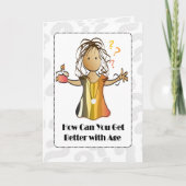 かわいい甘い女性エスニック漫画ハッピーバースデー カード (正面)