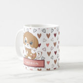 かわいい甘い子犬ピンクのトートバッグ コーヒーマグカップ (正面左)