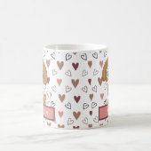 かわいい甘い子犬ピンクのトートバッグ コーヒーマグカップ (中央)