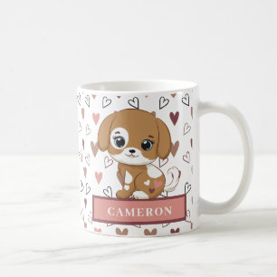 かわいい甘い子犬ピンクのトートバッグ コーヒーマグカップ