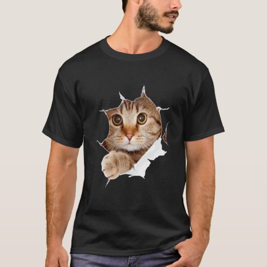 かわいい甘い子猫破れた布猫 Tシャツ (正面)