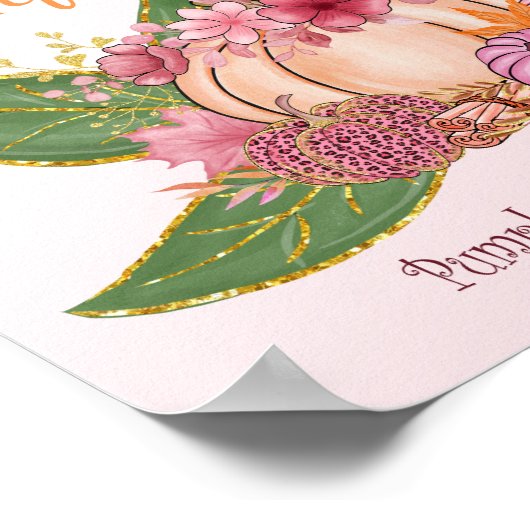 かわいい甘い小さなかぼちゃの秋緑のギフトため息 ポスター (角)