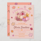 かわいい甘い小さなカボチャ紅葉ベビーシャワー 招待状 (正面/裏面)