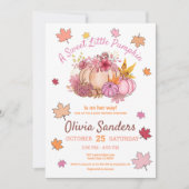 かわいい甘い小さなカボチャ紅葉ベビーシャワー 招待状 (正面)