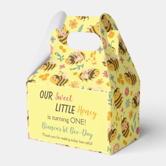 かわいい甘い小さなハニービー誕生日ありがとう フェイバーボックス (裏面サイド)