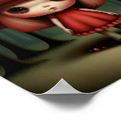 かわいい甘い小さなビッド目のキノコの女の子アート ポスター (角)