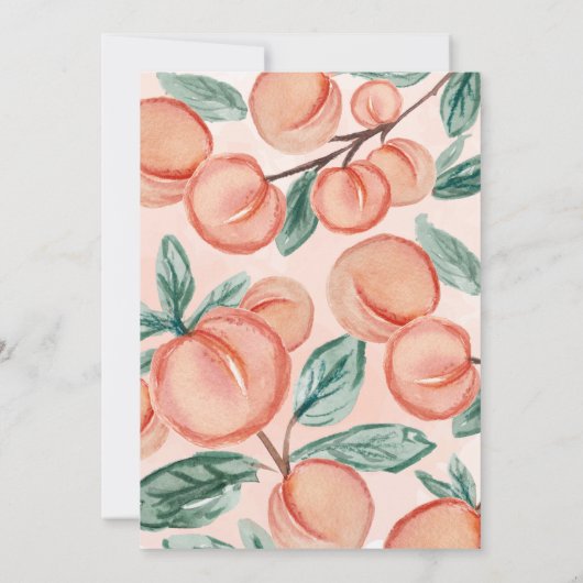 かわいい甘い桃ターニング二つの誕生日パーティー 招待状 (裏面)