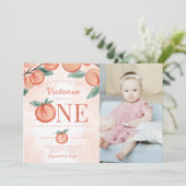 かわいい甘い桃ターニングONE 1st誕生日パーティー 招待状 (スタンド正面)