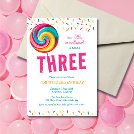 かわいい甘い棒つきキャンデーキャンディ3rd誕生日 招待状