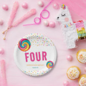 かわいい甘い棒つきキャンデーキャンディ4歳の誕生日 ペーパープレート (パーティー)