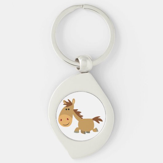 かわいい甘い漫画の馬の金属キーチェーン キーホルダー (正面)