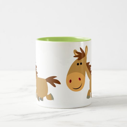 かわいい甘い漫画の馬 ツートーンマグカップ (中央)