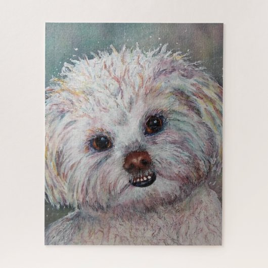 かわいい甘い白しずの子犬 ジグソーパズル (縦)