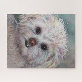 かわいい甘い白しずの子犬 ジグソーパズル (横)