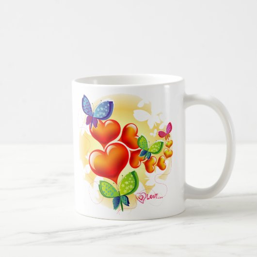 かわいい甘い色の夏の愛の友情 コーヒーマグカップ (右)