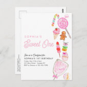 かわいい甘い1キャンディキッズキャンディランド1st誕生日 ポストカード (正面/裏面)