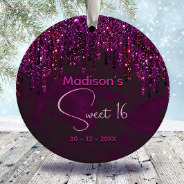 かわいい甘い16ピンクレッドユニコーングリッタードリップ セラミックオーナメント