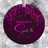 かわいい甘い16ピンクレッドユニコーングリッタードリップ セラミックオーナメント