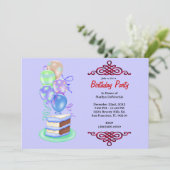 かわいい甘い2日ケーキと風船 招待状 (スタンド正面)