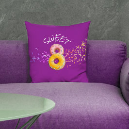 かわいい甘い8パープル誕生日ドーナツと写真 クッション