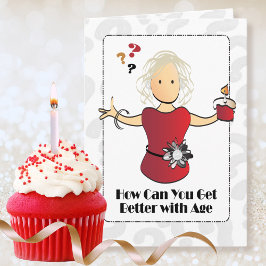 かわいい甘い80誕生日女の子ユーモアのある漫画 カード