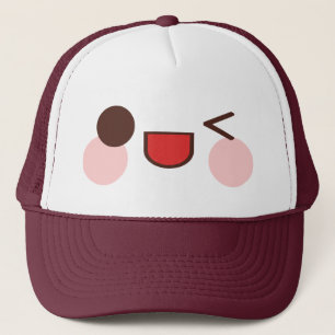 かわいい甘いWinkyは幸せな目のスマイルの友人に直面します キャップ
