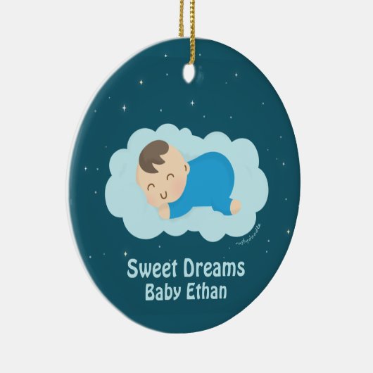 かわいい甘美な夢の睡眠の男の赤ちゃん部屋の装飾 セラミックオーナメント (右)