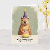 かわいい生き物の誕生日カード カード (黄色い花)