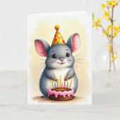 かわいい生き物の誕生日カード カード (黄色い花)