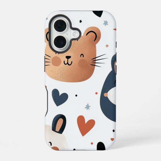 かわいい生き物 アニメ風 スマホケース iPhone 16ケース (裏面)