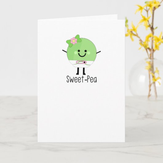 かわいい生まれたばかりのガールスイートピー カード (黄色い花)
