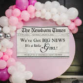 かわいい生まれたばかりのタイムズ新聞赤ちゃんガールボーイ・シャワー 横断幕