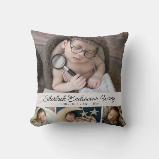 かわいい生まれたばかりのベビーフォト誕生の詳細 クッション (正面)