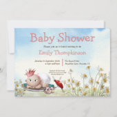 かわいい生まれたばかりの女の子プリンセスデイジーベビーシャワー 招待状 (正面)