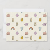 かわいい生まれたばかりの服男女兼用赤ちゃんシャワー 招待状 (裏面)