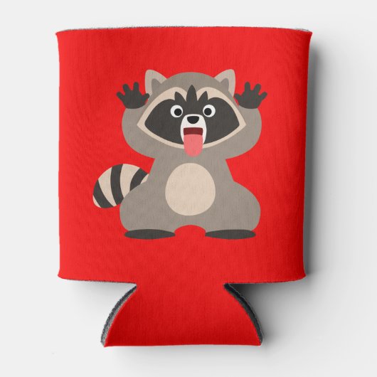 かわいい生意気な漫画のアライグマ 缶クーラー (正面)