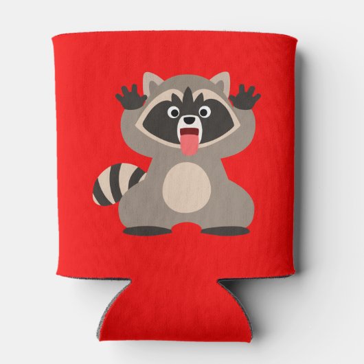 かわいい生意気な漫画のアライグマ 缶クーラー (裏面)