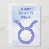 かわいい田園星占いサインパーソナライズされたパープル カード (正面)