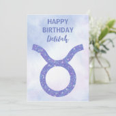 かわいい田園星占いサインパーソナライズされたパープル カード (スタンド正面)