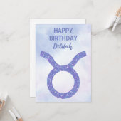 かわいい田園星占いサインパーソナライズされたパープル カード (正面/裏面インサイチュ)