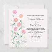 かわいい田園 手描き ピンクと白のデイジー 招待状 (正面)