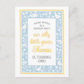 かわいい田舎のシリ―なガチョウの誕生日パーティー ポストカード (正面)