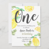 かわいい田舎のレモン第1誕生日キッドパーティー招待状 招待状 (正面)